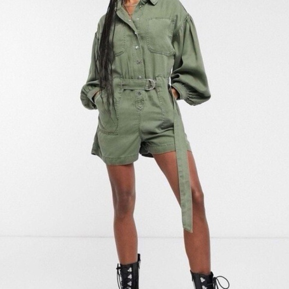 All Saints Pants - All Saints Rare Jess Military Green Long Sleeve Romper - size 4